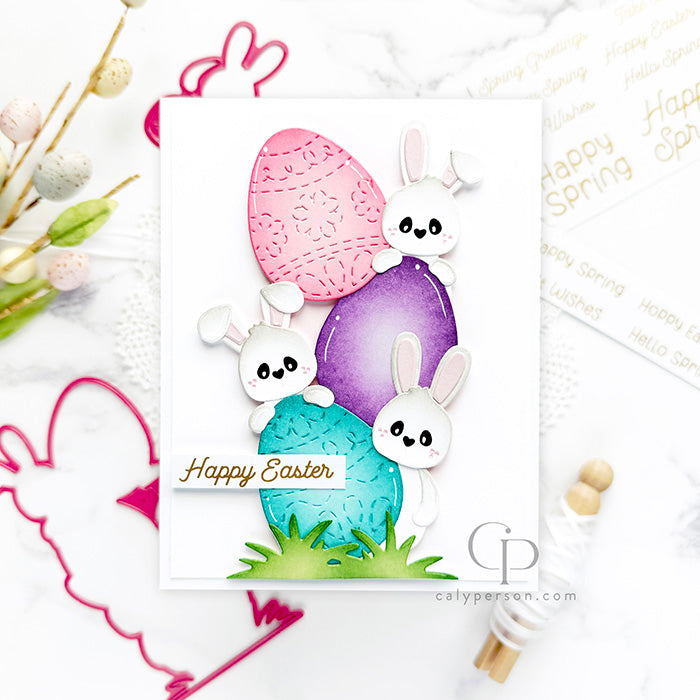 Pink and Main Happy Easter Sentiments Foilables Panels pmf383 pastel eggs | color-code:ALT01