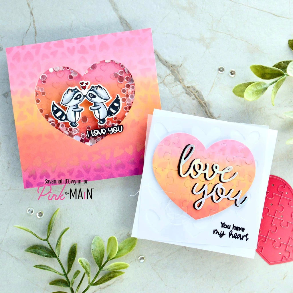 Pink and Main Heart Puzzle Die pnm138 love you