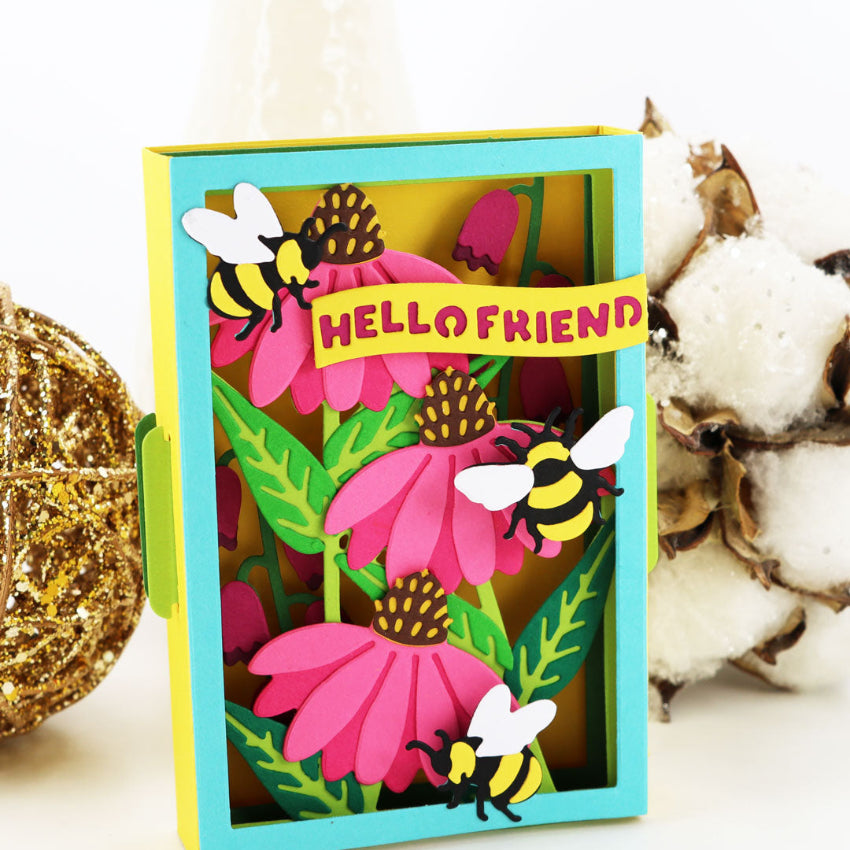 Pink and Main Hello Friend Pop Up Card Dies pmn872 bumble bees