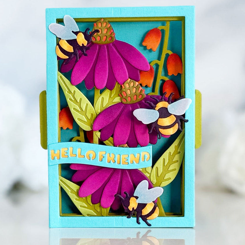 Pink and Main Hello Friend Pop Up Card Dies pmn872 orange flowers