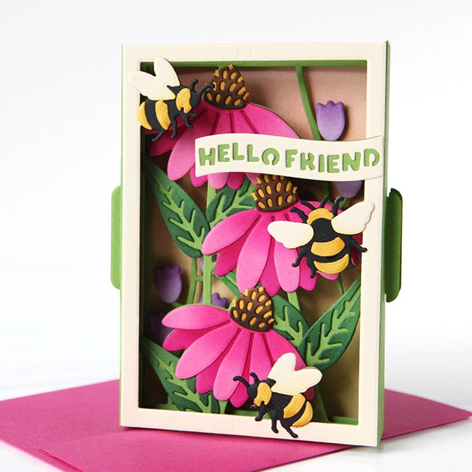 Pink and Main Hello Friend Pop Up Card Dies pmn872 pink flowers | color-code:ALT02