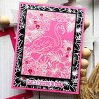 Pink and Main Hibiscus Foilables Panels pmf409 pink flamingo birthday card