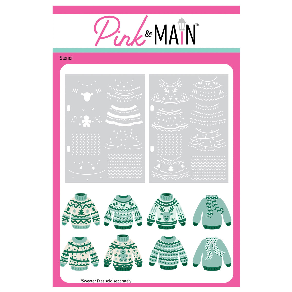 Pink and Main Holiday Sweater Layering Stencils and Sweater Dies and Stencil Set product image 1