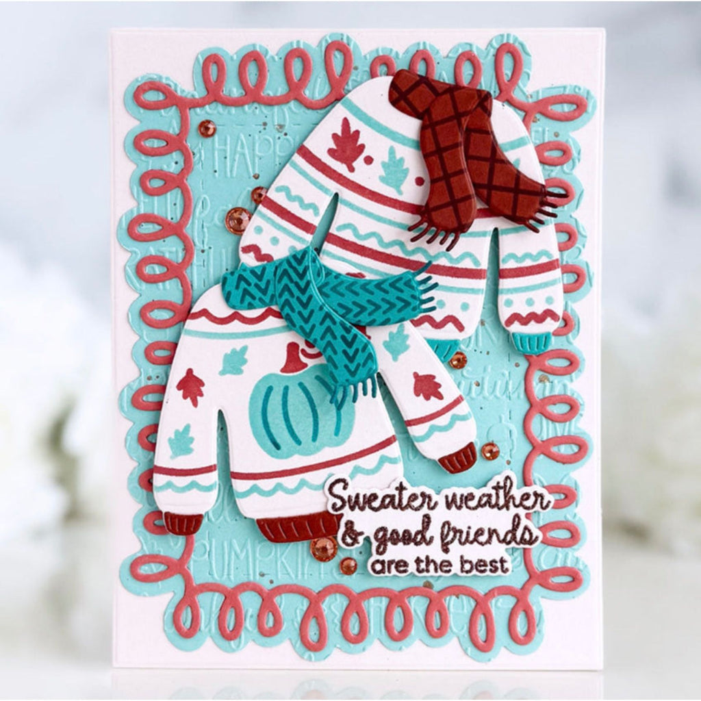 Pink and Main Holiday Sweater Layering Stencils and Sweater Dies and Stencil Set sweater weather card
