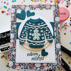 Pink and Main Holiday Sweater Layering Stencils and Sweater Dies and Stencil Set warm wishes card