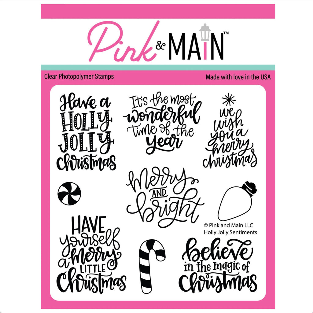 Pink and Main Holly Jolly Sentiments Clear Stamps pm0910