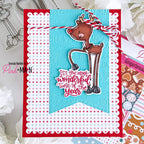 Pink and Main Holly Jolly Sentiments Clear Stamps pm0910 polka dot background card