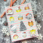 Pink and Main Holly Jolly Sentiments Dies pnm917 striped background card