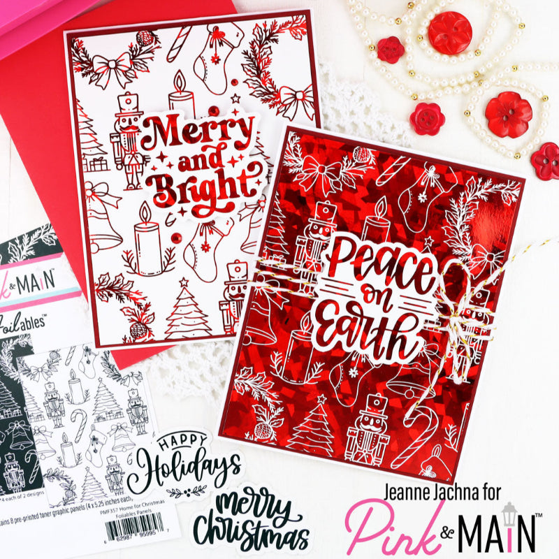 Pink and Main Home For Christmas Foilables Panels pmf357 red