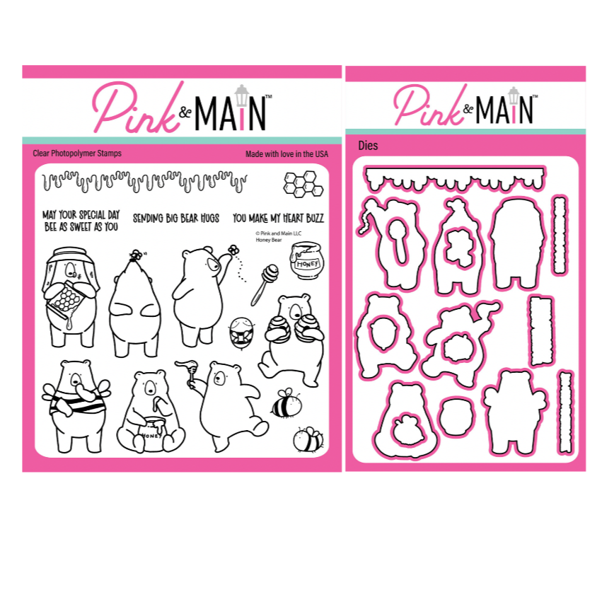 Pink and Main Honey Bear Clear Stamp and Die Set