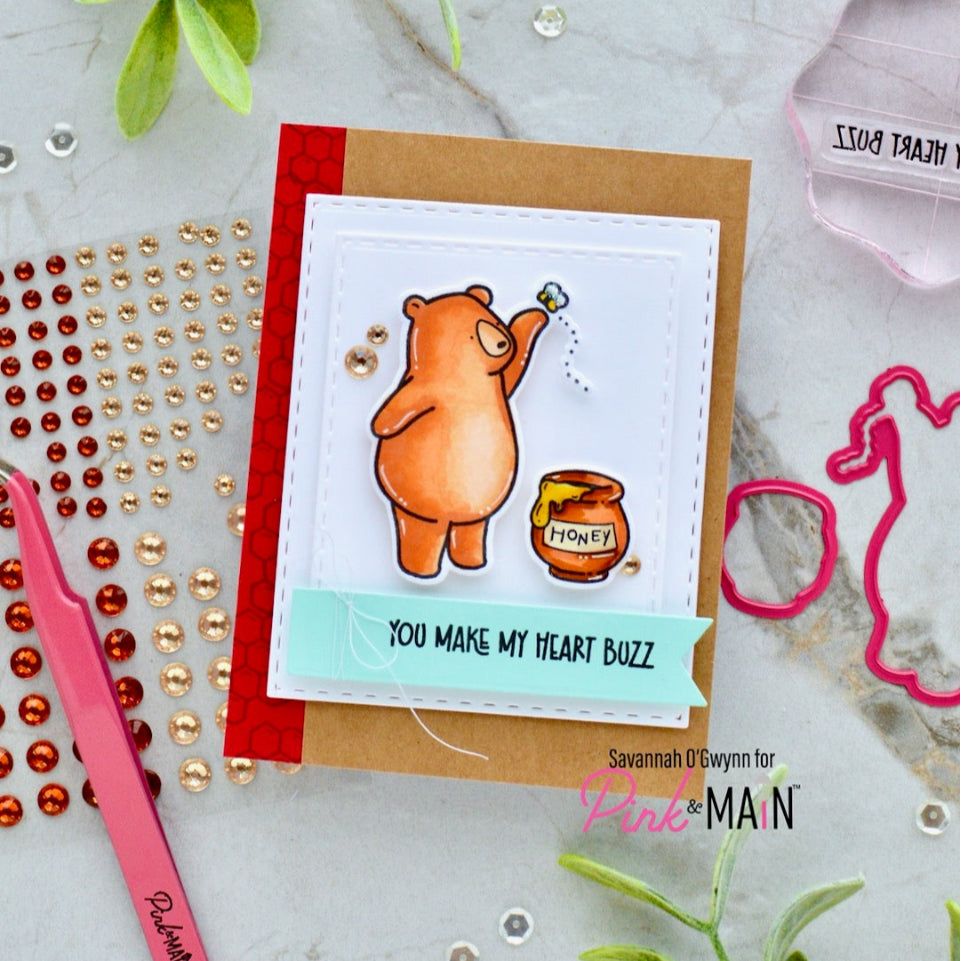 Pink and Main Honey Bear Clear Stamp and Die Set honey