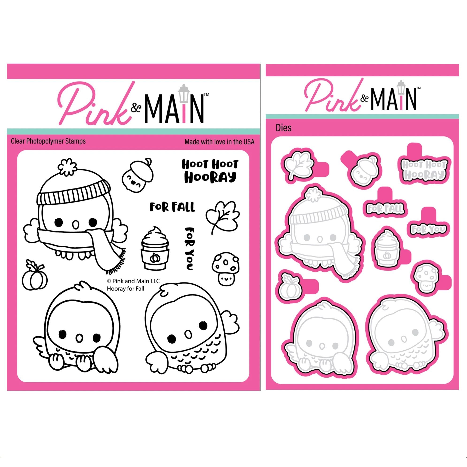 Pink and Main Hooray For Fall Clear Stamp and Die Set
