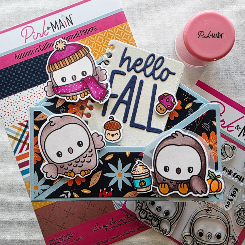 Pink and Main Hooray For Fall Clear Stamps pm0896 hello fall envelope