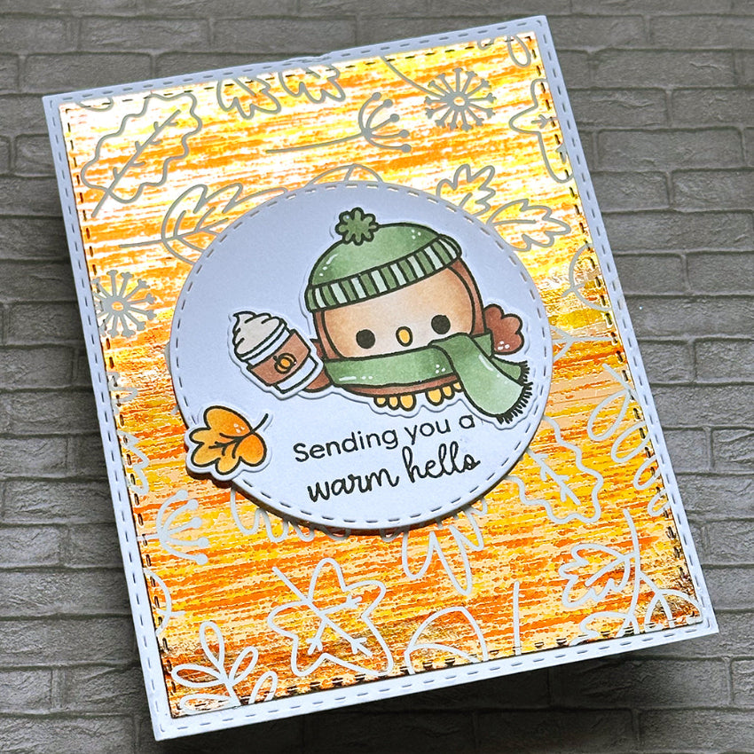 Pink and Main Hooray For Fall Dies pnm896 sending a warm hello card