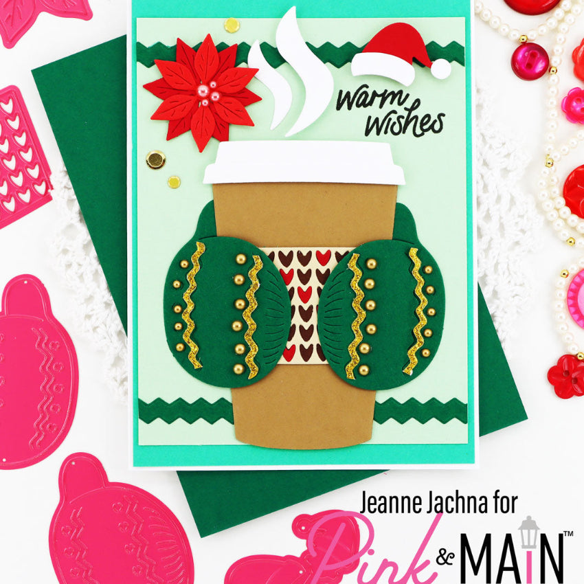 Pink and Main Hot Drink To Go Add-On Dies pnm928 warm wishes mittens card