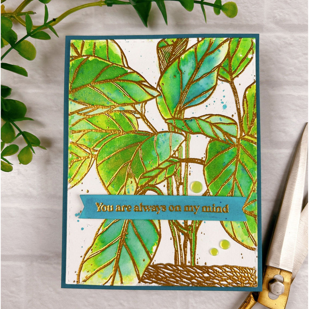 Pink and Main House Plant Clear Stamps and Foilables Panels Set on my mind