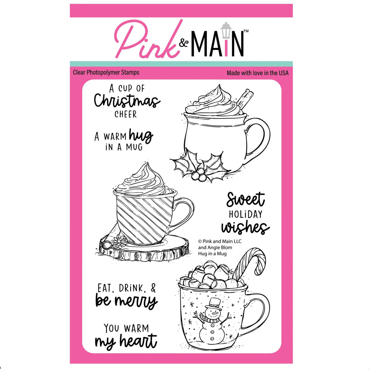 Pink and Main Hug in a Mug Clear Stamps pm0905