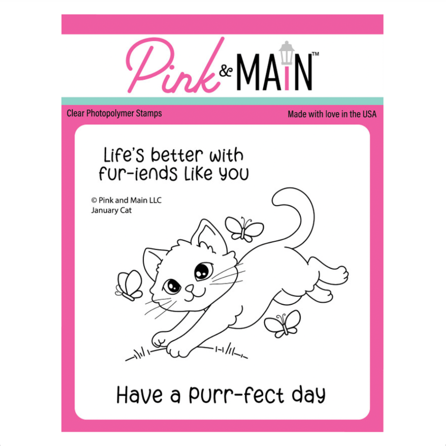 Pink and Main January Cat Clear Stamps pm0844