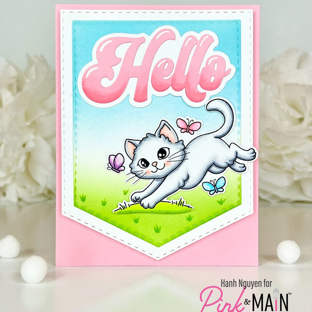 Pink and Main January Cat Clear Stamps pm0844 hello butterflies