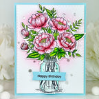 Pink and Main Jar Of Peonies Clear Stamp and Die Set happy birthday