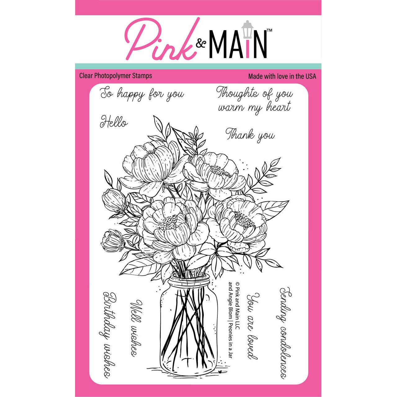 Pink and Main Jar Of Peonies Clear Stamp and Die Set product image 1