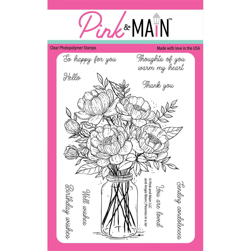 Pink and Main Jar Of Peonies Clear Stamp and Die Set – Simon Says Stamp