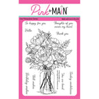 Pink and Main Jar Of Peonies Clear Stamps pm0778