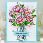 Pink and Main Jar Of Peonies Clear Stamps pm0778 bouquet
