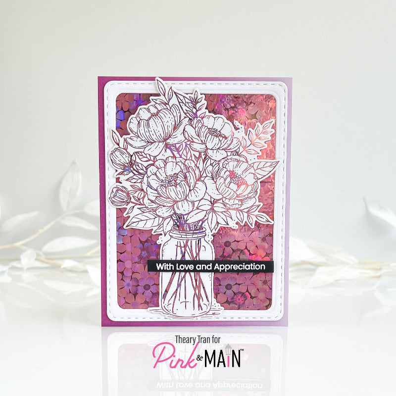 Pink and Main Jar Of Peonies Dies pnm744 with love