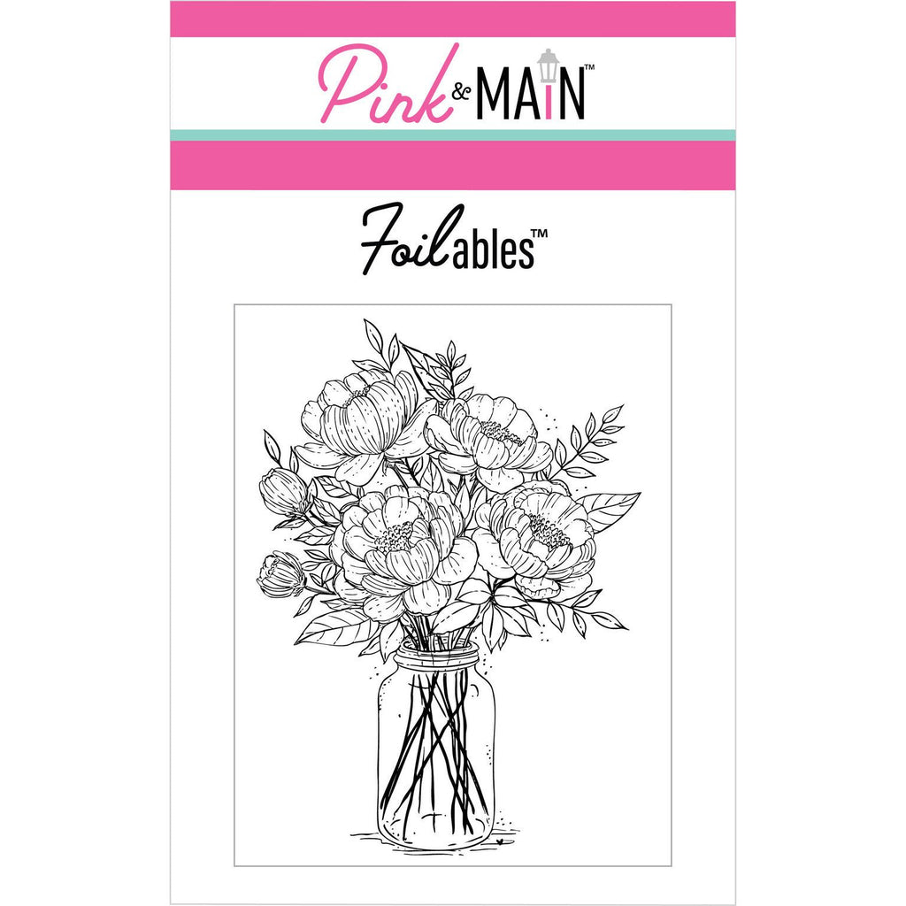 Pink and Main Jar of Peonies Foilable Panels pmf316