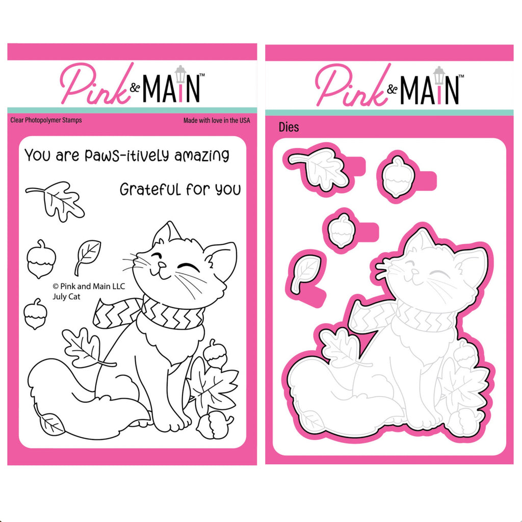 Pink and Main July Cat Clear Stamp and Die Set