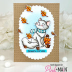 Pink and Main July Cat Clear Stamp and Die Set grateful for you card