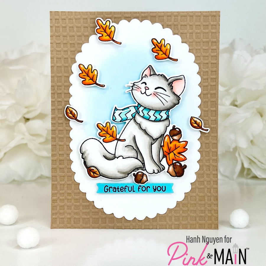Pink and Main July Cat Clear Stamps pm0887 grateful for you card