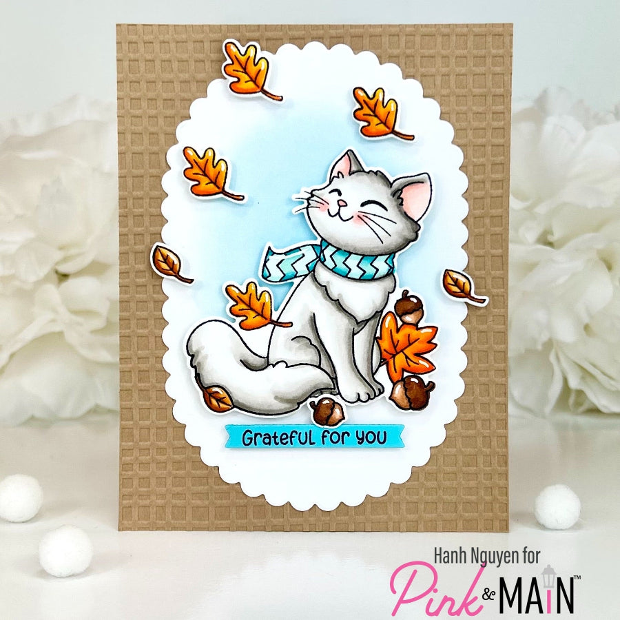Pink and Main July Cat Dies pnm886 grateful for you card