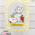 Pink and Main July Cat Dies pnm886 grateful for you white cat card