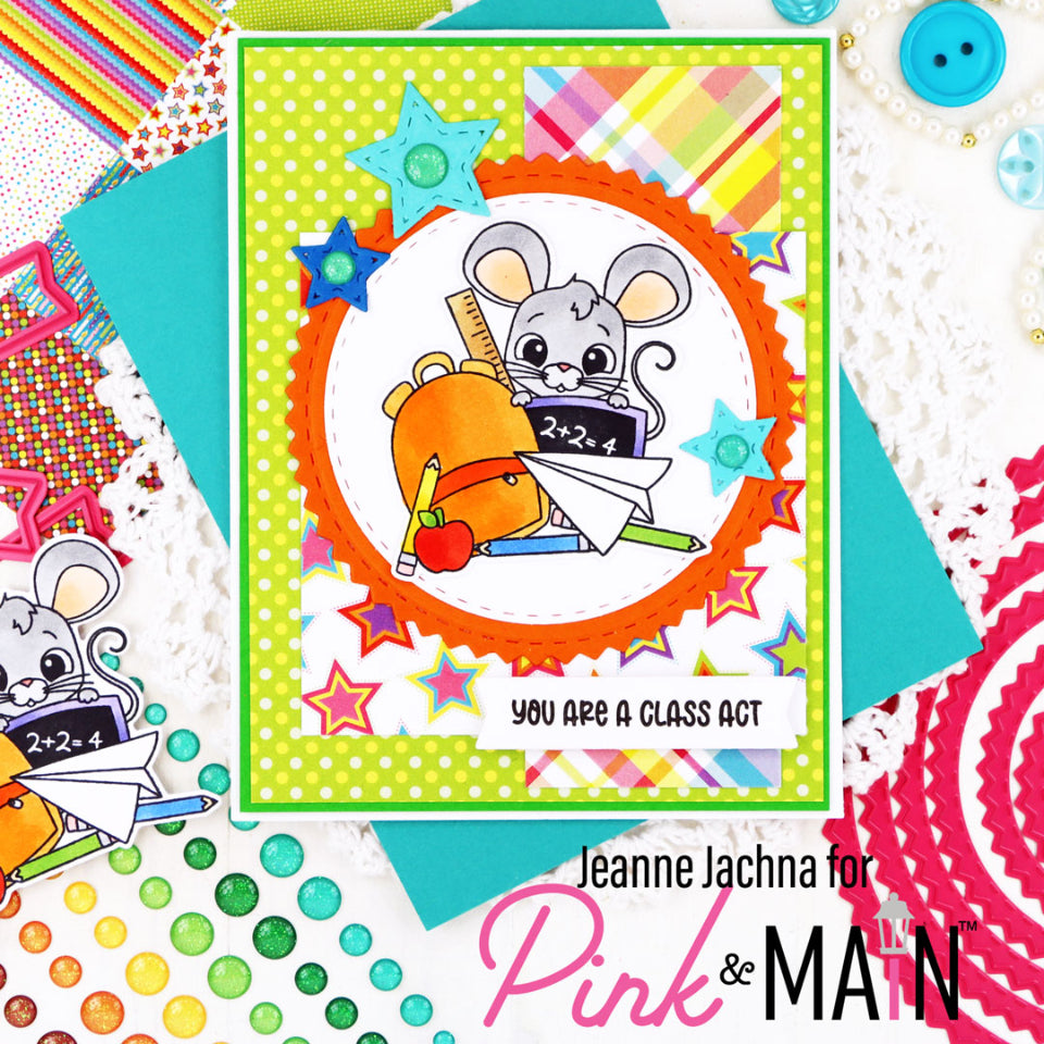 Pink and Main July Mouse Clear Stamp and Die Set stars