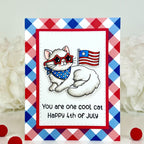 Pink and Main June Cat Clear Stamps pm0882 red star glasses happy 4th card