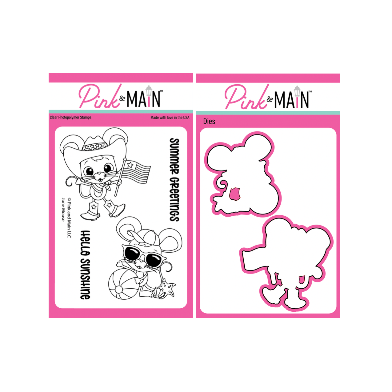 Pink and Main June Mouse Clear Stamp and Die Set