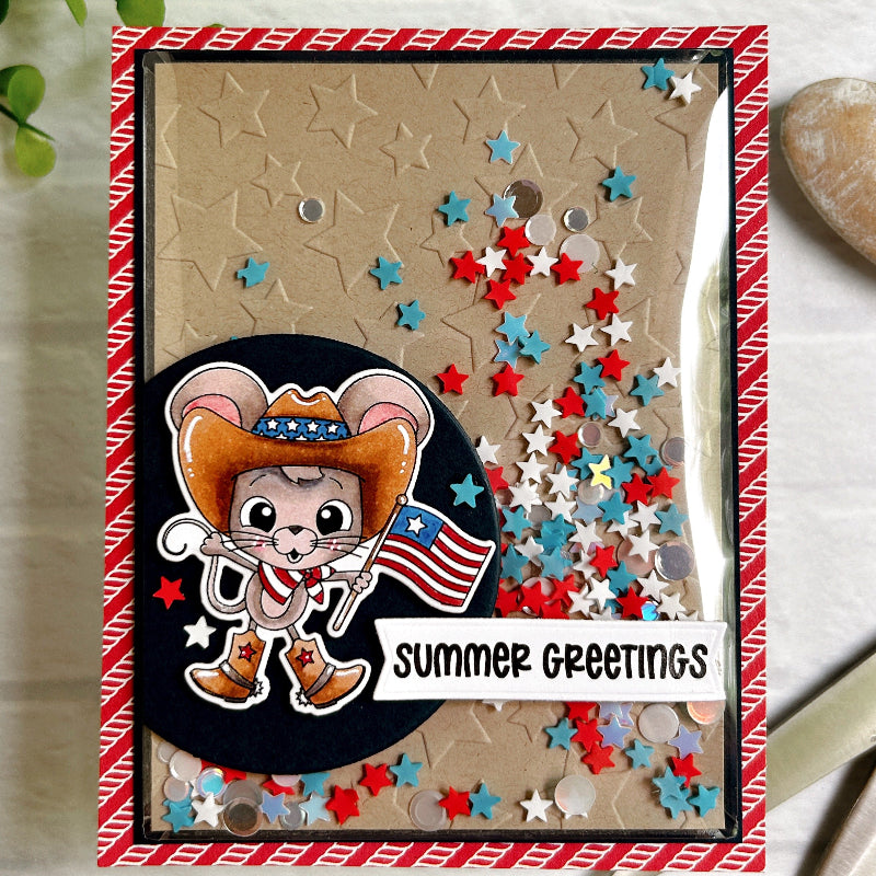 Pink and Main June Mouse Clear Stamp and Die Set shaker card