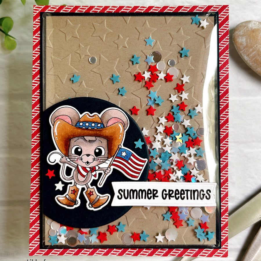 Pink and Main June Mouse Clear Stamps pm0795 shaker card