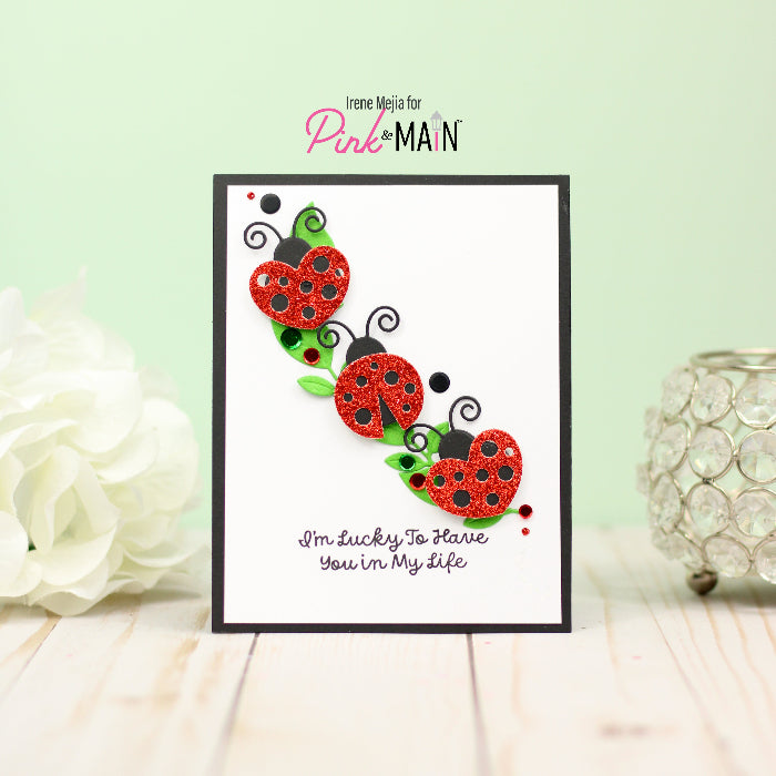 Pink and Main Ladybug Dies pnm755 glitter