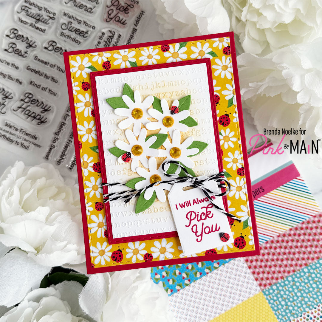 Pink and Main Ladybugs Confetti pme189 daisies