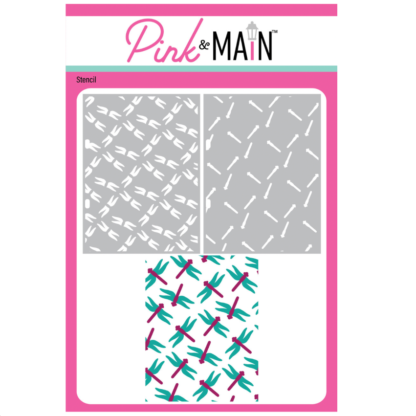 Pink and Main Layered Dragonflies Stencils pms142