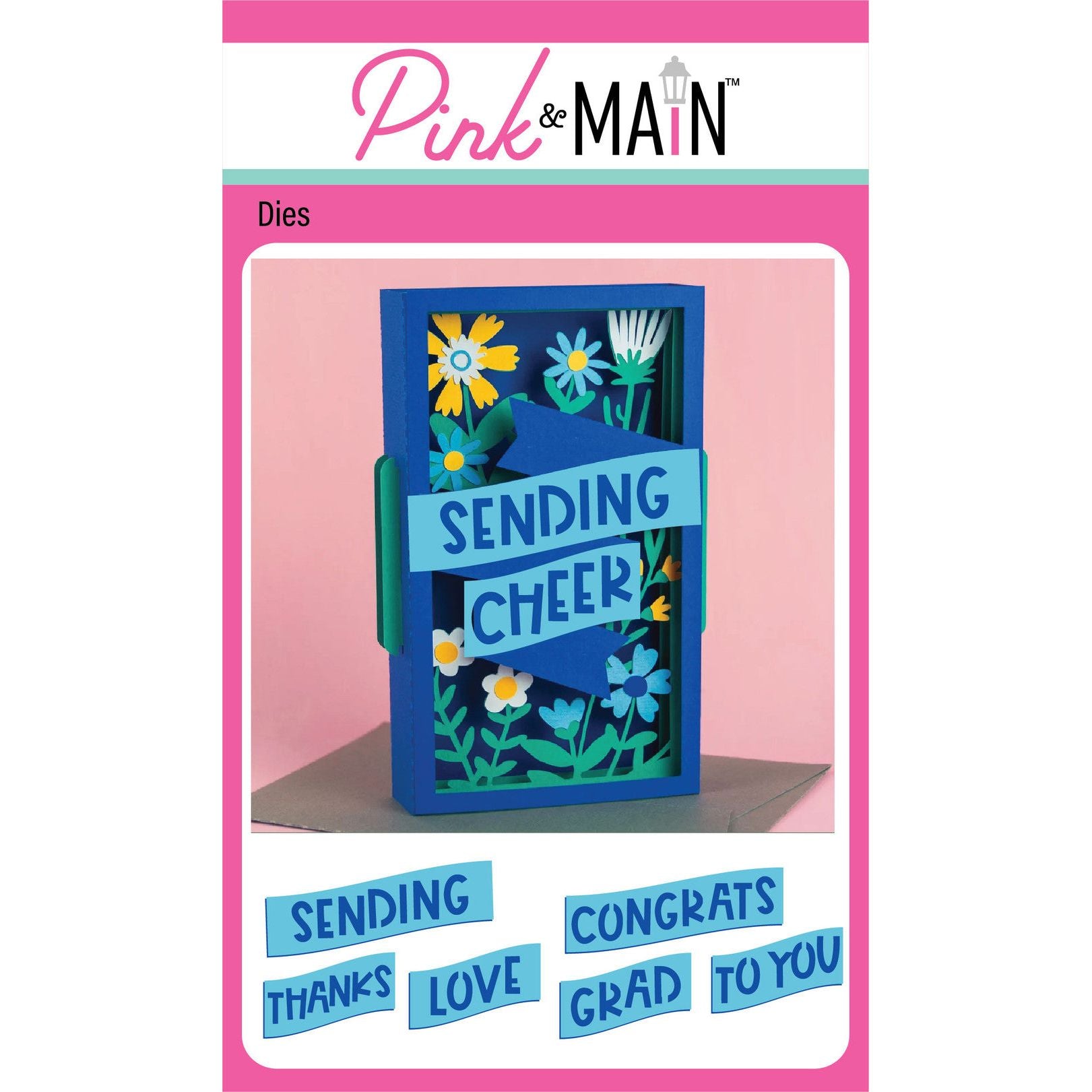 Pink and Main Layered Flowers and Sentiments Pop Up Card Dies pnm742