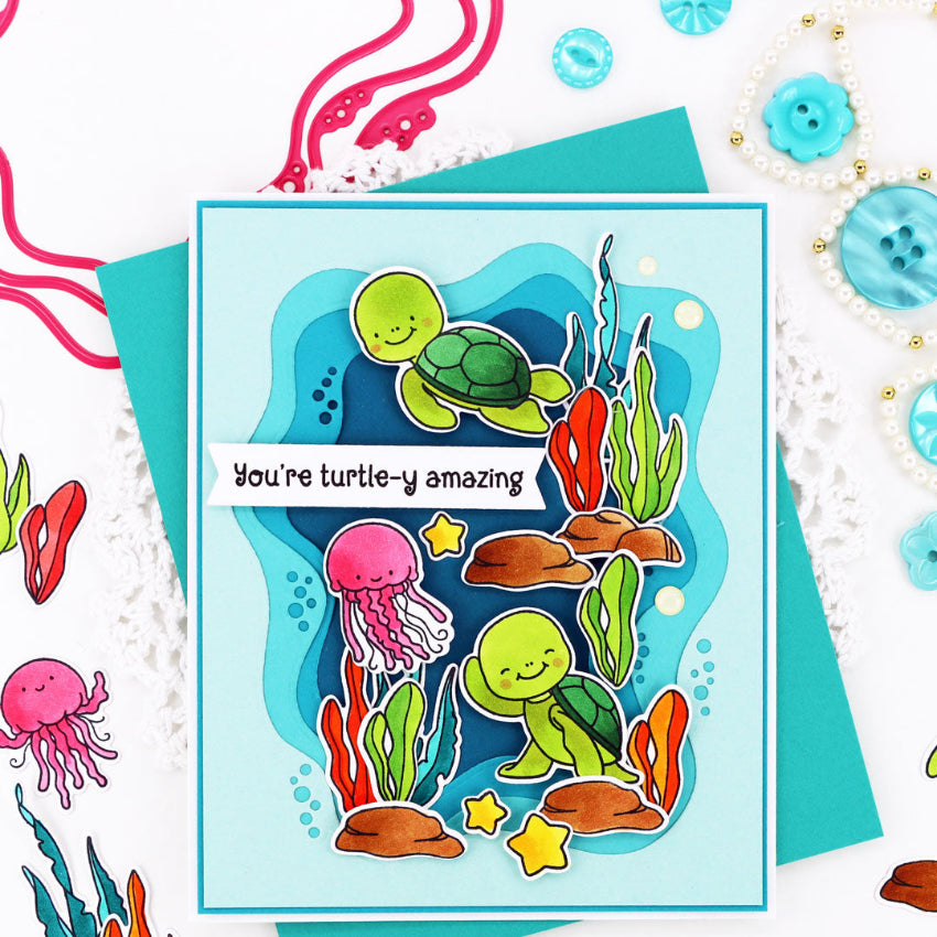 Pink and Main Layered Ocean View Dies pnm883 pink octopus amazing card