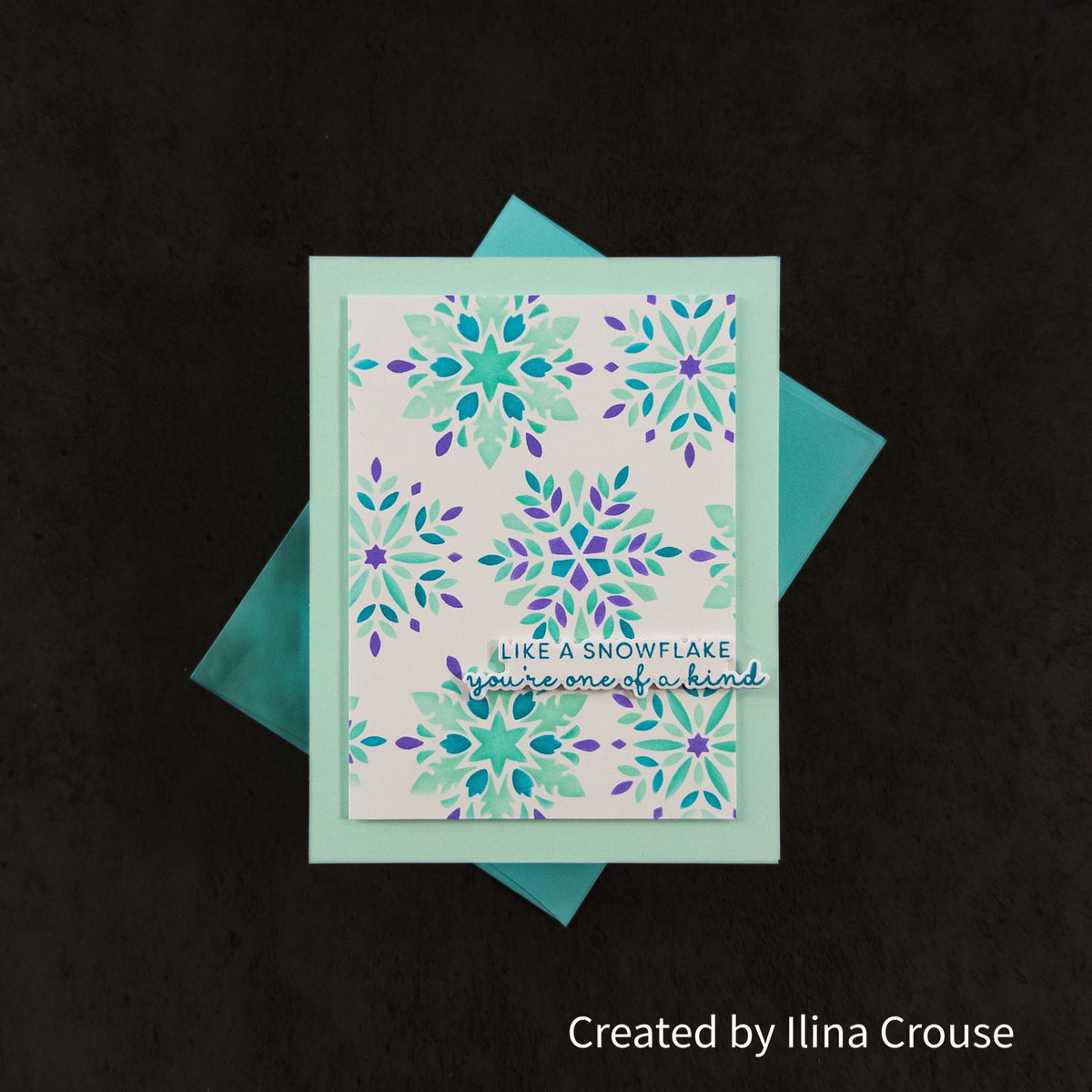 Pink and Main Layering Snowflakes Die Stencil and Foilables Sheets Set you're one of a kind card