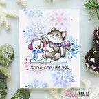 Pink and Main Layering Snowflakes Dies and Stencils Set pnm934 cat snowman card