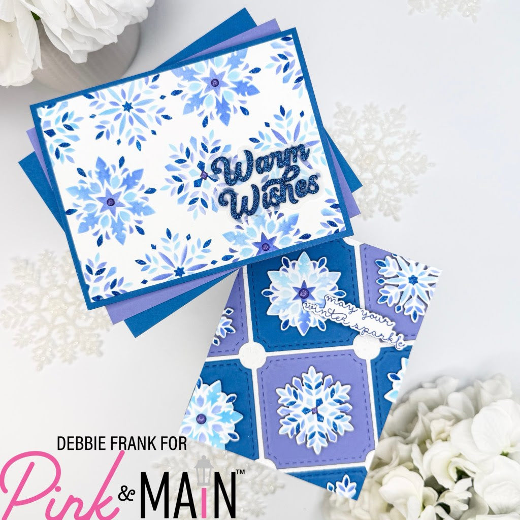Pink and Main Layering Snowflakes Dies and Stencils Set pnm934 warm wishes winter sparkle cards debbie frank | color-code:ALT01