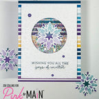 Pink and Main Layering Snowflakes Dies and Stencils Set pnm934 wishing you all the joys shaker card