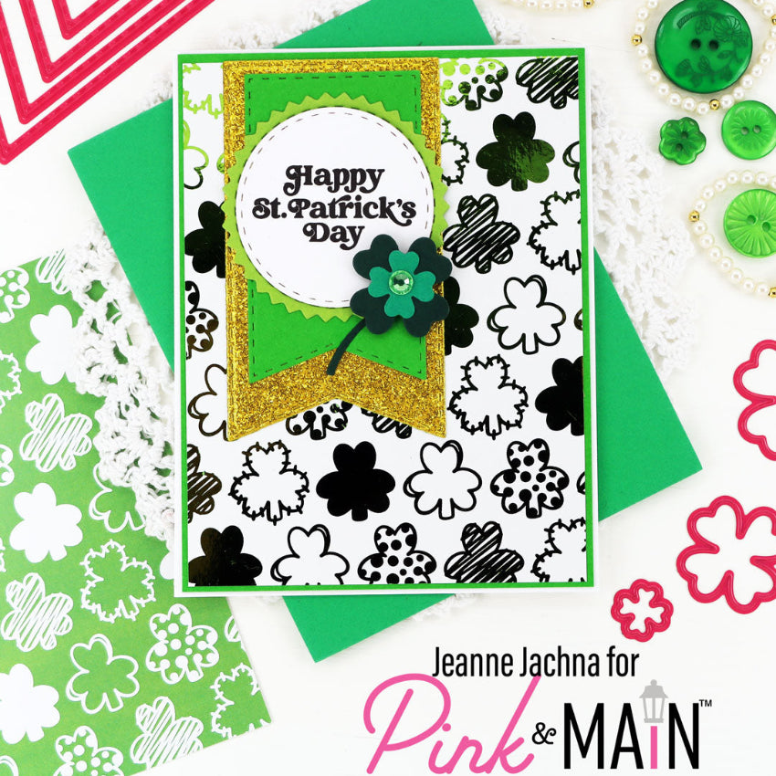 Pink and Main Leafy Green CheerFoil Roll pmf363 shamrocks